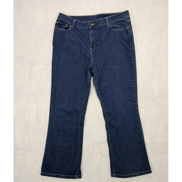 L.L.Bean Denim - LL Bean Jeans Women 18 Petites Classic Fit Relaxed Straight Leg Dark Wash Blue